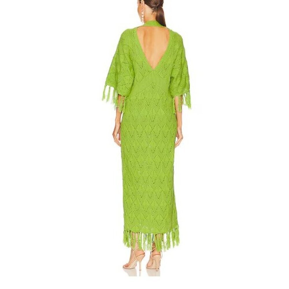 Dodo Bar Or Simmons Green Crochet Pointelle Knit Maxi Dress Sz 46 US10 Large NEW - Picture 5 of 13